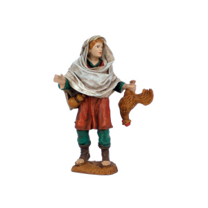Pastor con gallo vestido con tela 10cm (OPD00038)
