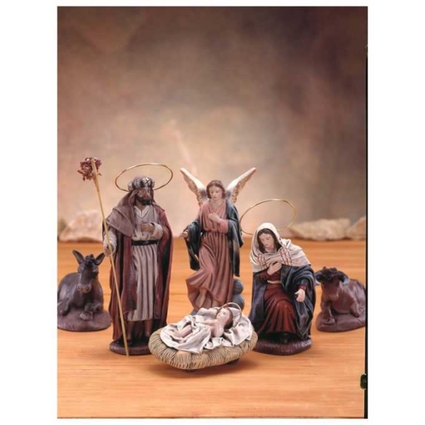 Nacimiento de barro y tela lienzado