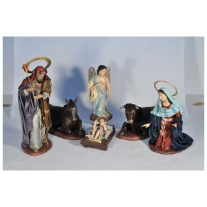 Nacimiento de barro y tela lienzado