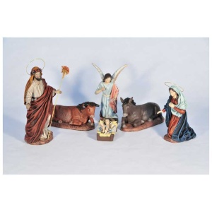 Nacimiento de barro y tela lienzado