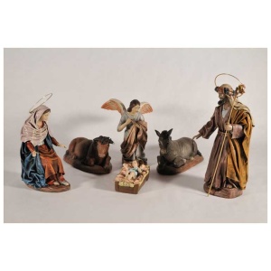 Nacimiento de barro y tela lienzado