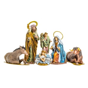 Nacimiento de barro y tela lienzado