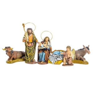 Nacimiento de barro y tela lienzado