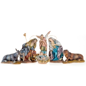 Nacimiento de barro y tela lienzado