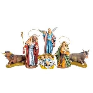 Nacimiento de barro y tela lienzado