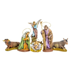 Nacimiento de barro y tela lienzado