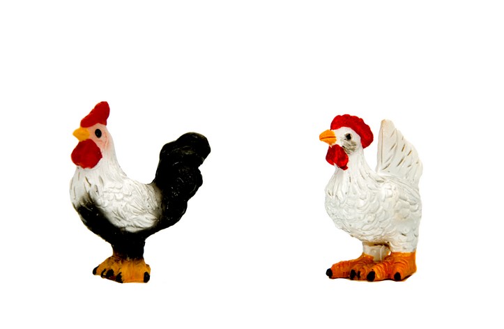 Pareja de gallina y gallo de 2cm - Miniaturalia
