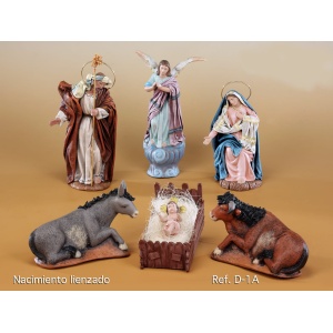 Nacimiento de barro y tela lienzado 21cm