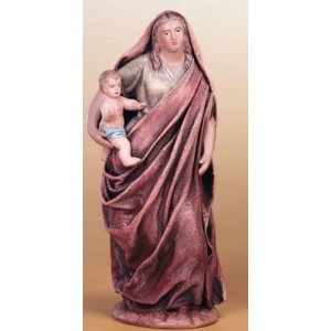 Pastora con niño en barro lienzado