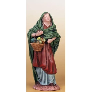 Pastora con cesto en barro lienzado