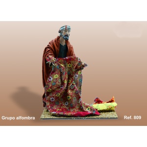 Pastor con alfombra en barro lienzado