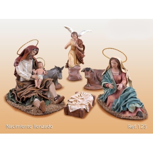 Nacimiento San José con niño Jesús en barro lienzado