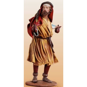 Pastor con castañuelas en barro lienzado