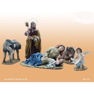Nacimiento con burra de pie en barro lianzado 21cm