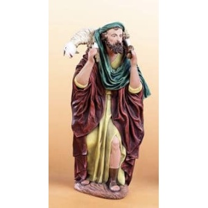 Pastor hebreo con oveja en hombros barro lienzado