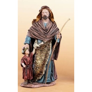 Pastor hebreo con niño en barro lienzado