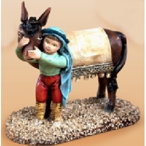 Niño con burra en barro lienzado