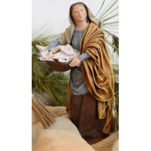 Pastora lavandera en pie barro lienzado