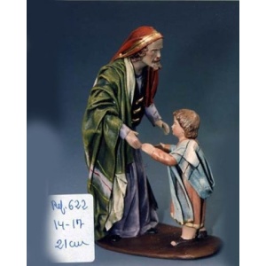 Pastor cogiendo a niño en barro lienzado