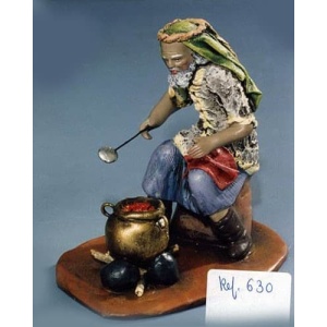 Pastor cocinando en barro lienzado 14cm