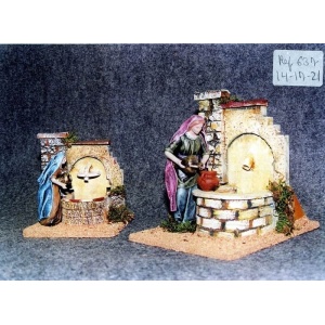 Pastora en la fuente barro lienzado