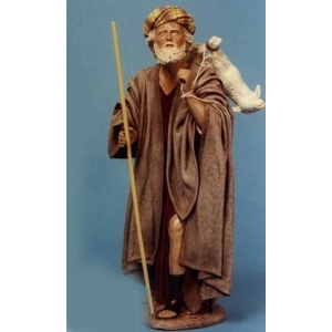 Pastor con cordero en hombro 