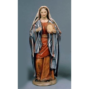 Pastora con pandereta en barro lienzado