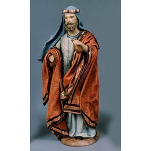 Pastor con castañuelas en barro lienzado