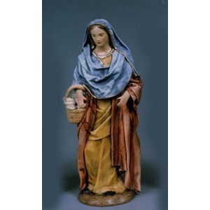 Pastora con cesto en barro lienzado