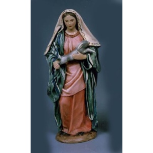 Pastora con conejo en brazos barro lienzado