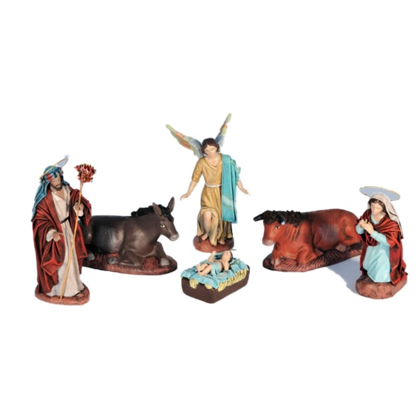 Nacimiento de barro y tela lienzado