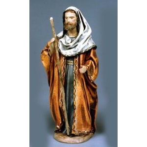 Pastor con bastón en barro lienzado