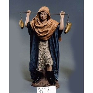 Pastora con ánforas en barro lienzado