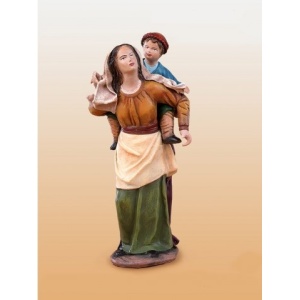 Pastora niño espalda en barro lienzado