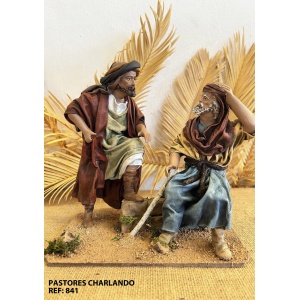 Pastores charlando en barro lienzado