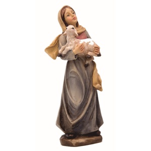 Pastora con oveja en brazos 15cm