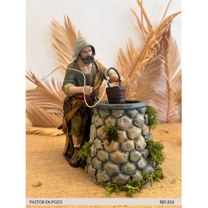 Pastor en pozo barro lienzado