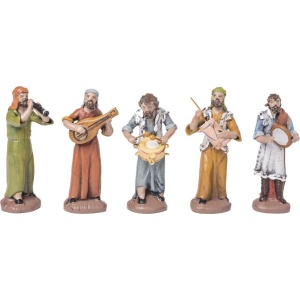 Conjunto de 5 pastores músicos 8cm