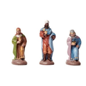 Reyes magos de barro adornado 8cm