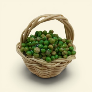 Cesta pequeña de aceitunas verdes para el belén