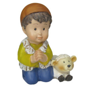 Pastor adorando con oveja infantil 9cm